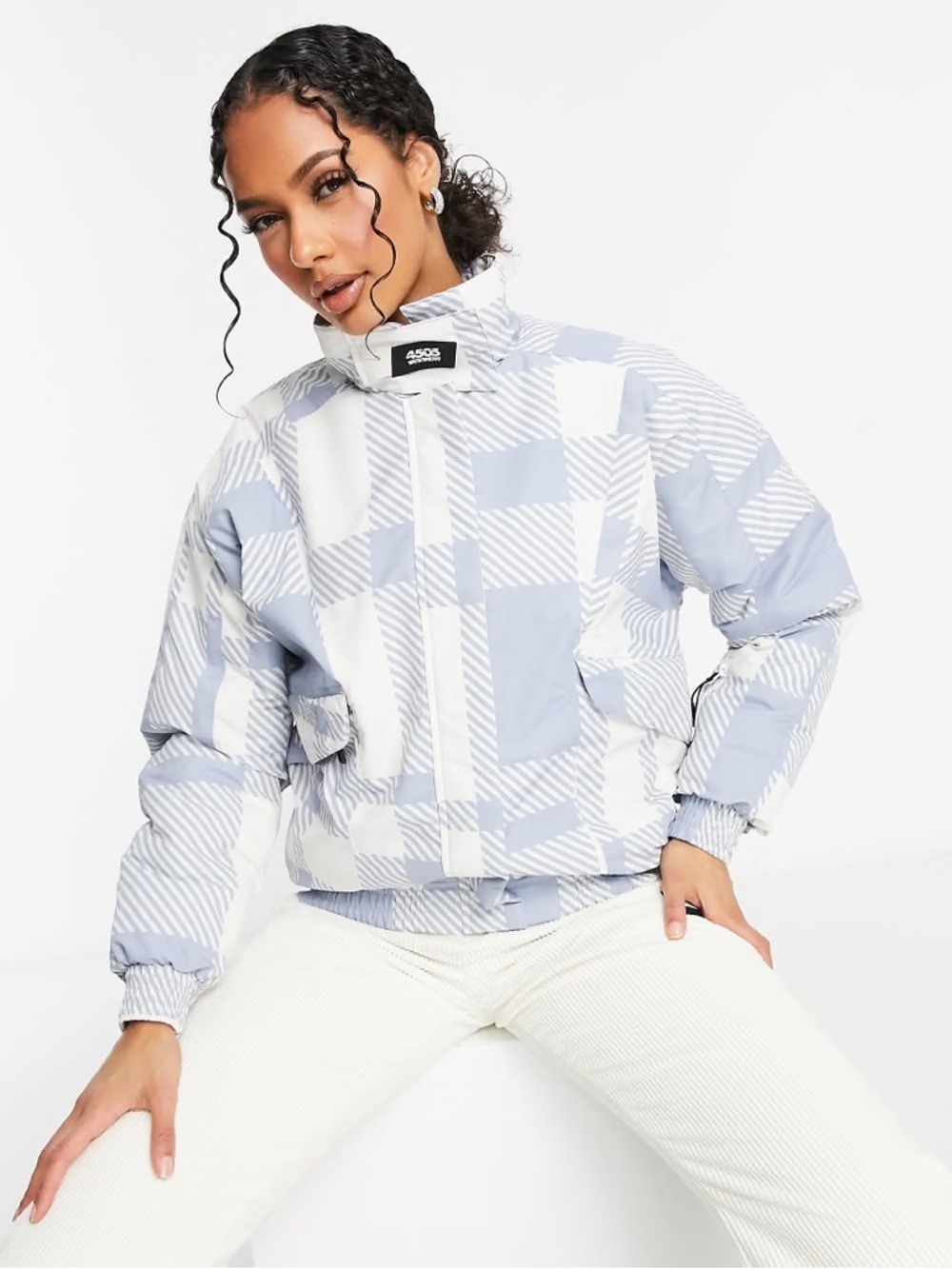 ASOS 405 Ski & Snow lilac white printed  ski snow jacket